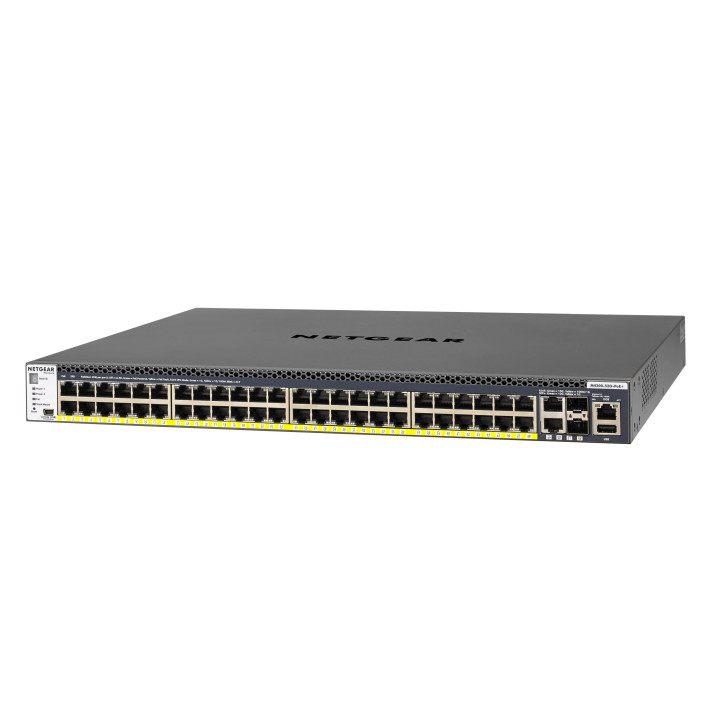 Netgear M4300-52G-PoE+ 550W PSU Gerido L2 L3 L4 Gigabit Ethernet (10 100 1000) Preto 1U Apoio Power over Ethernet (PoE)