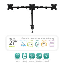 Ewent EW1513 suporte de mesa de ecrãs planos 68,6 cm (27") Fixação Aparafusar Preto