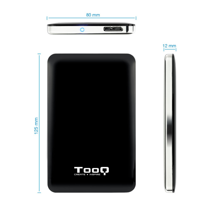TooQ TQE-2538B Caixa para Discos Rígidos 2.5" Caixa de disco rígido Preto, Cinzento