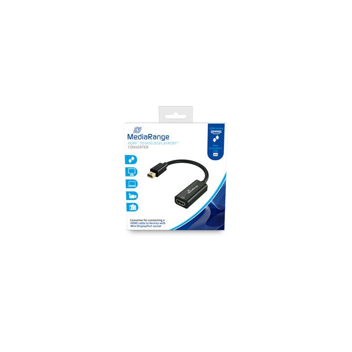 MediaRange MRCS176 adaptador de cabo de vídeo 0,15 m Mini DisplayPort HDMI Preto