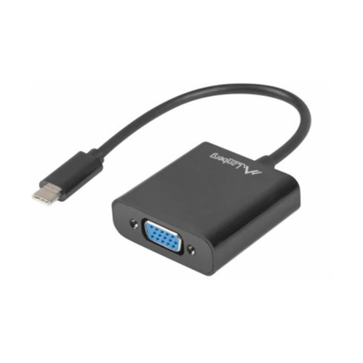 Lanberg AD-UC-VG-01 cabo adaptador USB Tipo-C Macho p/ VGA Fêmea 15cm Preto