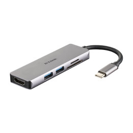 D-Link DUB-M530 base & duplicador de portas Com fios USB 3.2 Gen 1 (3.1 Gen 1) Type-C Alumínio, Preto