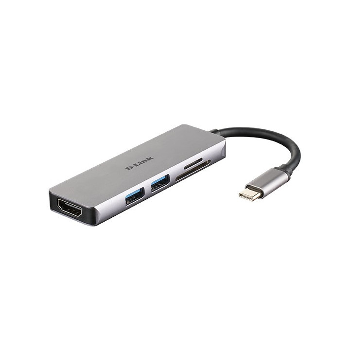 D-Link DUB-M530 base & duplicador de portas Com fios USB 3.2 Gen 1 (3.1 Gen 1) Type-C Alumínio, Preto