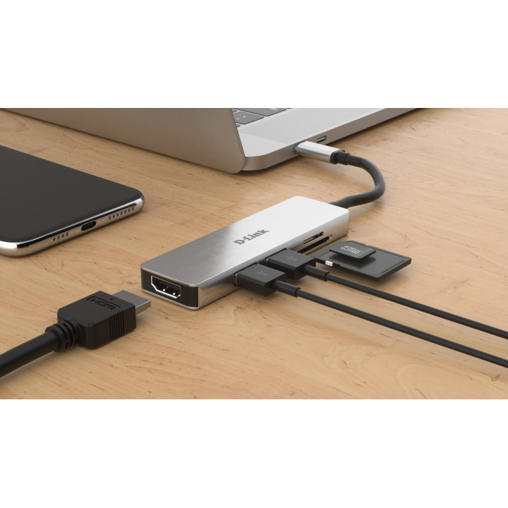 D-Link DUB-M530 base & duplicador de portas Com fios USB 3.2 Gen 1 (3.1 Gen 1) Type-C Alumínio, Preto