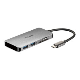 D-Link DUB-M610 base & duplicador de portas Com fios USB 3.2 Gen 1 (3.1 Gen 1) Type-C Alumínio, Preto