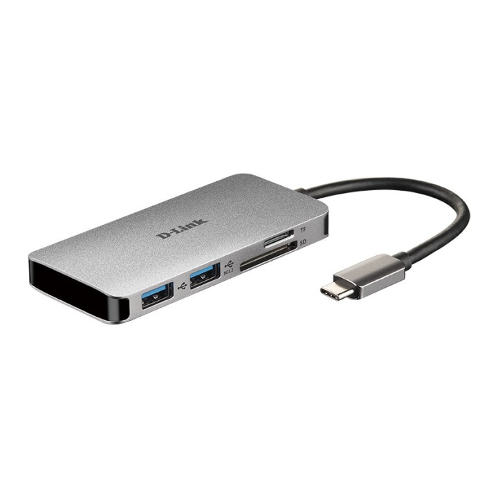 D-Link DUB-M610 base & duplicador de portas Com fios USB 3.2 Gen 1 (3.1 Gen 1) Type-C Alumínio, Preto