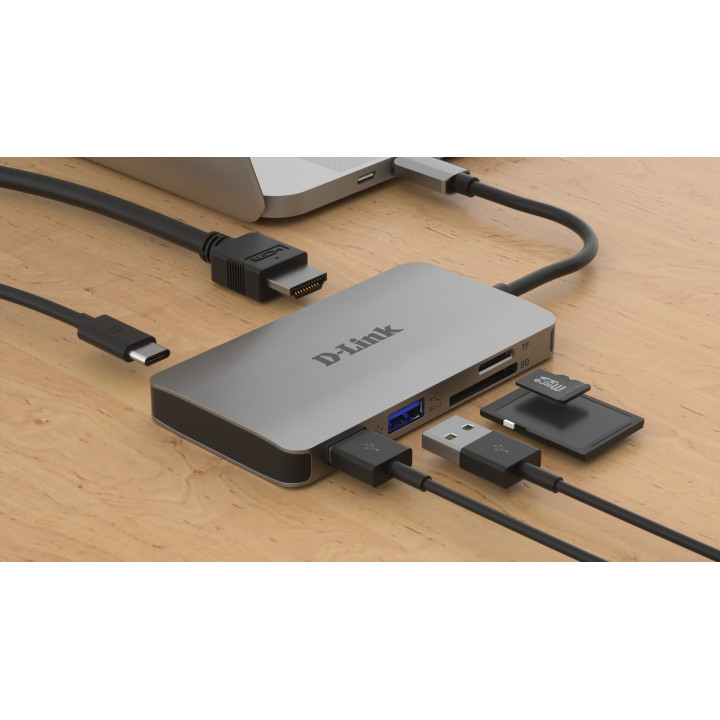 D-Link DUB-M610 base & duplicador de portas Com fios USB 3.2 Gen 1 (3.1 Gen 1) Type-C Alumínio, Preto