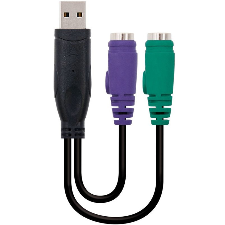 Nanocable 10.03.0101 cabo de interface/adaptador de género USB A 2xPS/2 Preto