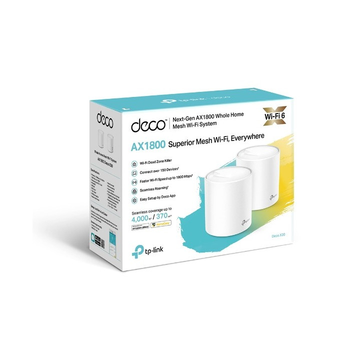 TP-LINK Deco X20 (2-pack) router sem fios Dual-band (2,4 GHz   5 GHz) Gigabit Ethernet Branco