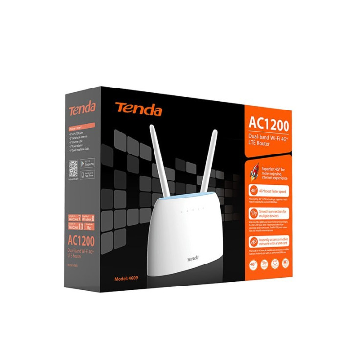 Tenda 4G09 router sem fios Dual-band (2,4 GHz   5 GHz) Gigabit Ethernet 3G 4G Branco