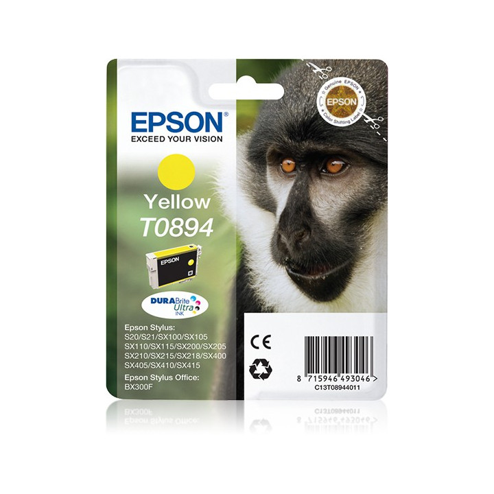 Epson Monkey Tinteiro Amarelo T0894 Tinta DURABrite Ultra (c alarme RF+AM)