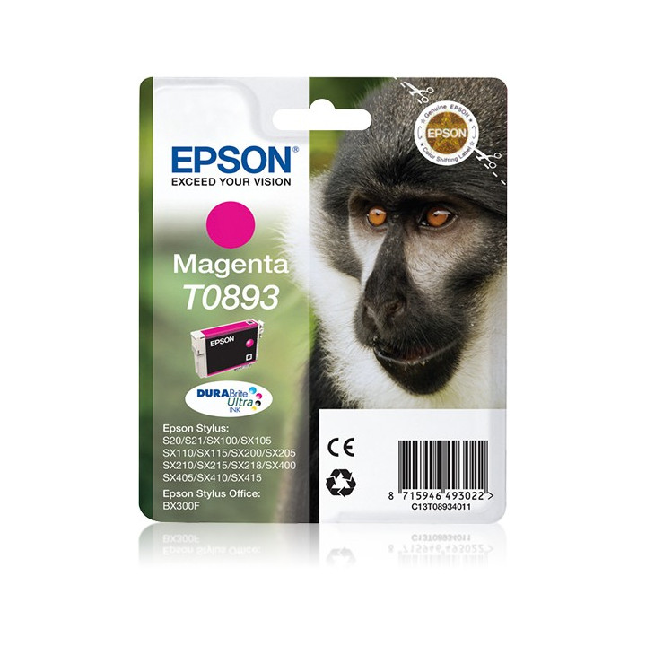 Epson Monkey Tinteiro Magenta T0893 Tinta DURABrite Ultra (c alarme RF+AM)