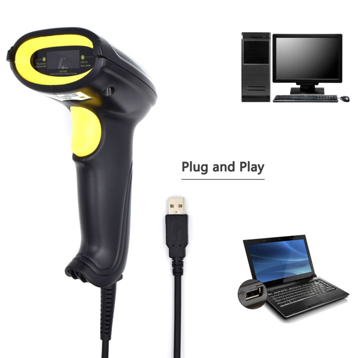 Ewent EW3400 leitor de código de barras Leitor de código de barras portátil 1D Laser Preto