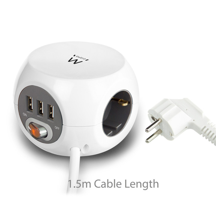 Ewent EW3939 extensão elétrica 1,5 m 3 tomada(s) CA Interior Branco