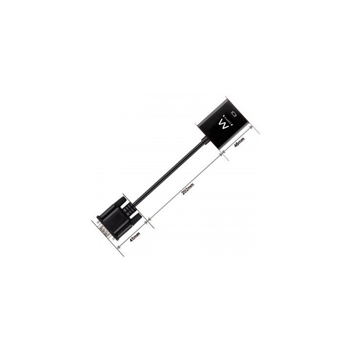 Ewent EW9866 cabo de interface adaptador de género VGA-15pin HDMI, 3.5mm Preto