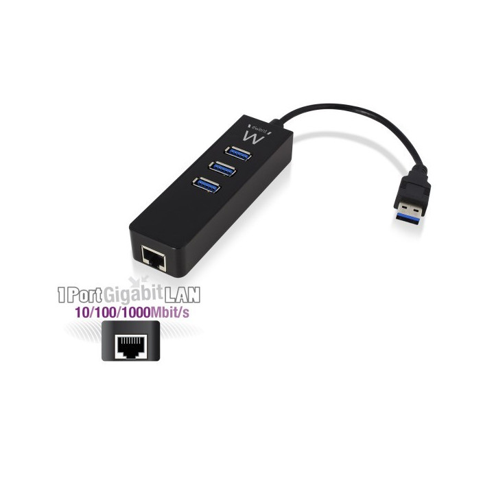 Ewent EW1140 hub de interface USB 3.2 Gen 1 (3.1 Gen 1) Type-A 5000 Mbit s Preto
