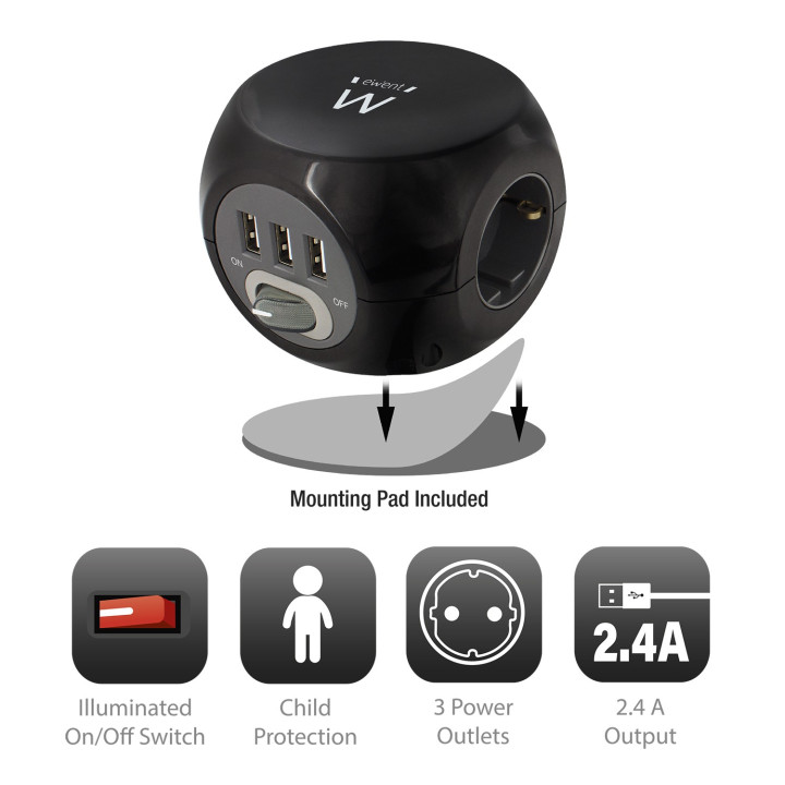 Ewent EW3938 adaptador e transformador Interior Preto