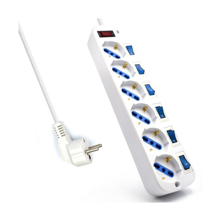 Ewent EW3932-5M estabilizador de corrente 6 tomada(s) CA Branco 3 m