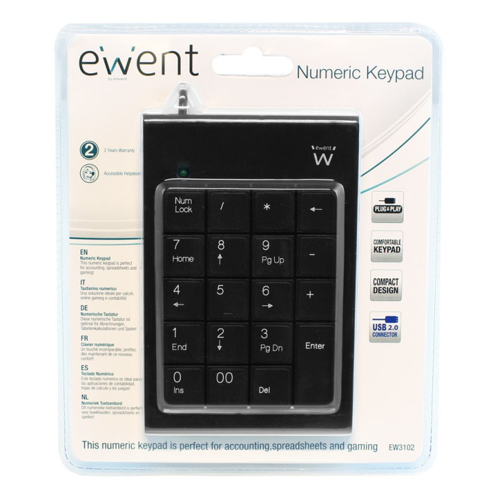 Ewent EW3102 teclado numérico USB PC server Preto