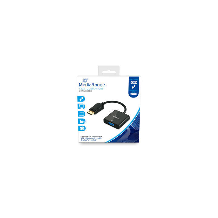 MediaRange MRCS173 adaptador de cabo de vídeo 0,15 m VGA (D-Sub) DisplayPort Preto