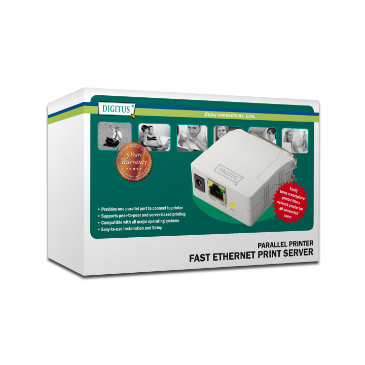Digitus DN-13001-1 servidor de impressão Branco Ethernet LAN