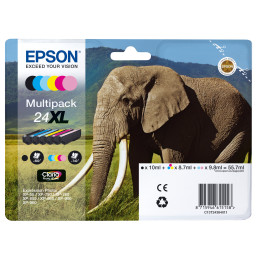 Epson Elephant C13T24384011 tinteiro Original Preto, Ciano, Ciano claro, Magenta claro, Magenta, Amarelo 1 unidade(s)