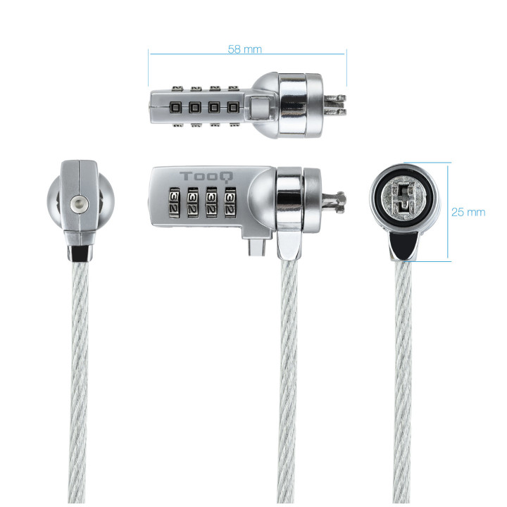 TooQ TQCLKC0015 cadeado antirroubo Prateado 1,5 m