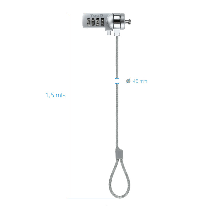 TooQ TQCLKC0015 cadeado antirroubo Prateado 1,5 m