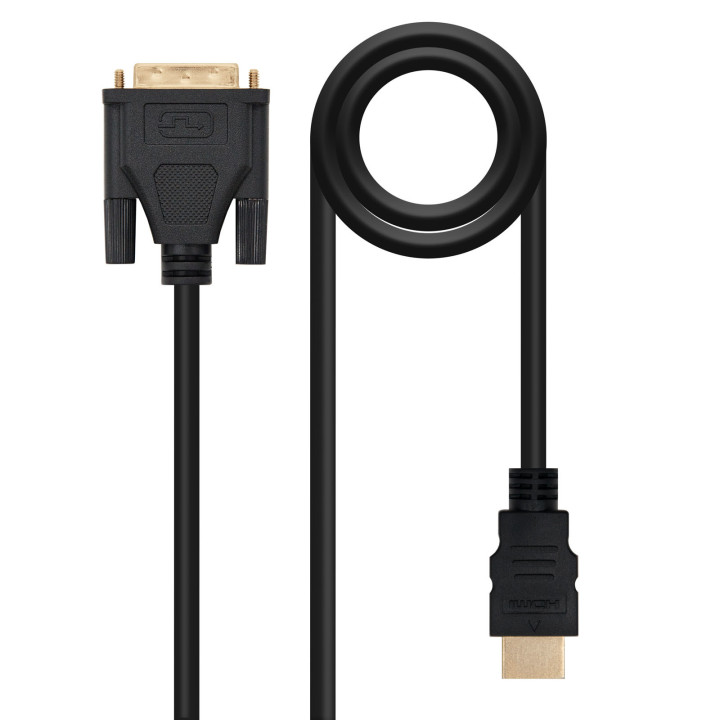 Nanocable 10.15.0502 adaptador de cabo de vídeo 1,8 m DVI HDMI Preto