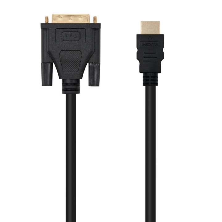 Nanocable 10.15.0502 adaptador de cabo de vídeo 1,8 m DVI HDMI Preto