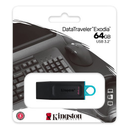 Kingston Technology DataTraveler Exodia unidade de memória USB 64 GB USB Type-A 3.2 Gen 1 (3.1 Gen 1) Preto