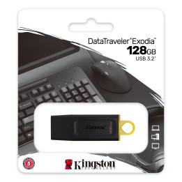 Kingston Technology DataTraveler Exodia unidade de memória USB 128 GB USB Type-A 3.2 Gen 1 (3.1 Gen 1) Preto
