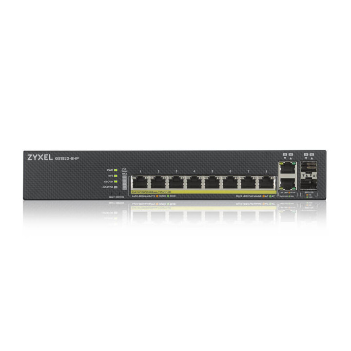 Zyxel GS1920-8HPV2 Gerido Gigabit Ethernet (10 100 1000) Preto Power over Ethernet (PoE)