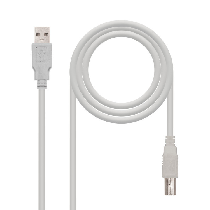 Nanocable 10.01.0102 cabo USB 1 m 2.0 USB A USB B Bege
