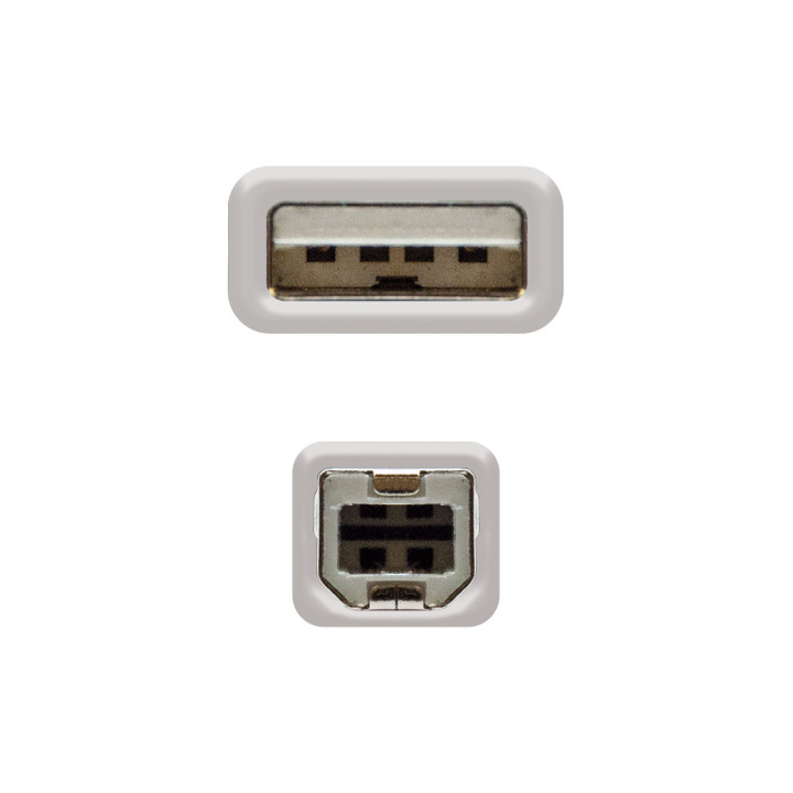 Nanocable 10.01.0102 cabo USB 1 m 2.0 USB A USB B Bege