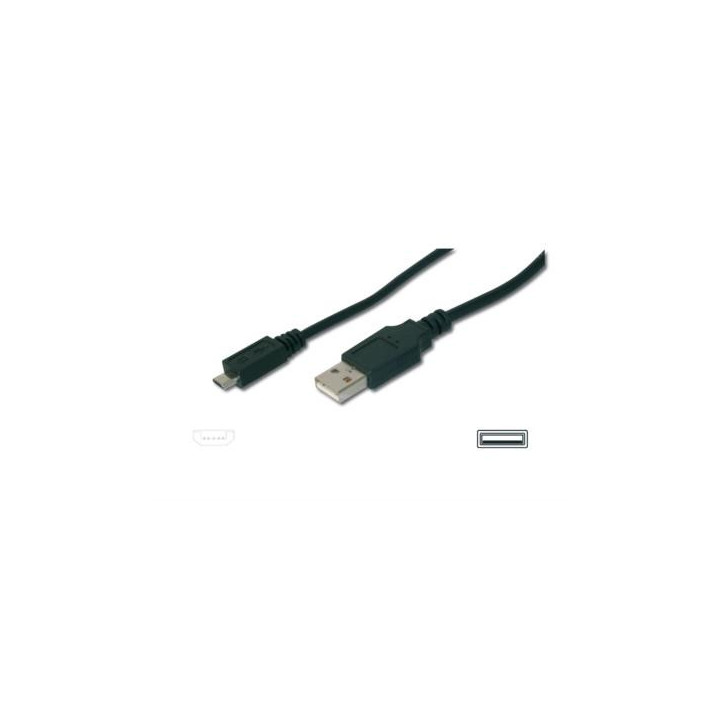ASSMANN Electronic A micro-B, 3m cabo USB 2.0 USB A Micro-USB B Preto