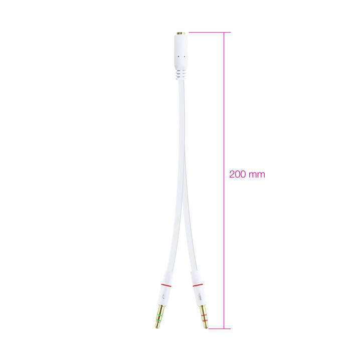 Nanocable 10.24.1203 cabo de áudio 0,2 m 2 x 3.5mm 3.5mm Branco