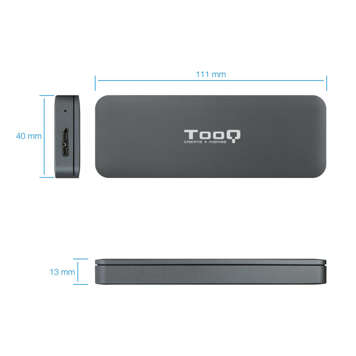 TooQ TQE-2281G Caixa para Discos Rígidos M.2 Compartimento SSD Cinzento