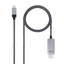 Nanocable 10.15.5103 adaptador de cabo de vídeo 3 m USB Type-C HDMI Alumínio, Preto