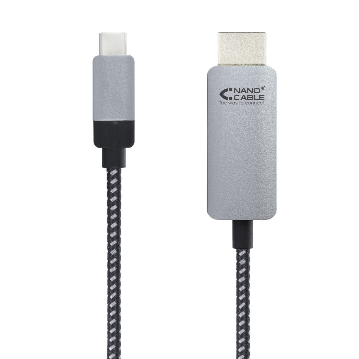 Nanocable 10.15.5103 adaptador de cabo de vídeo 3 m USB Type-C HDMI Alumínio, Preto