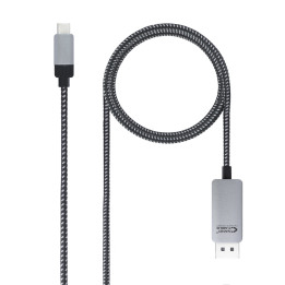 Nanocable 10.15.5002 adaptador de cabo de vídeo 1,8 m USB Type-C DisplayPort Alumínio, Preto