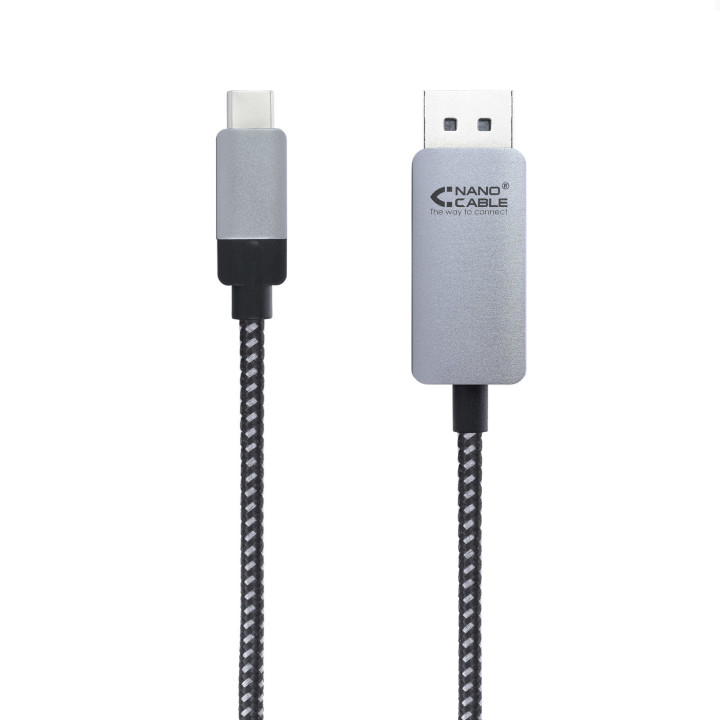 Nanocable 10.15.5002 adaptador de cabo de vídeo 1,8 m USB Type-C DisplayPort Alumínio, Preto