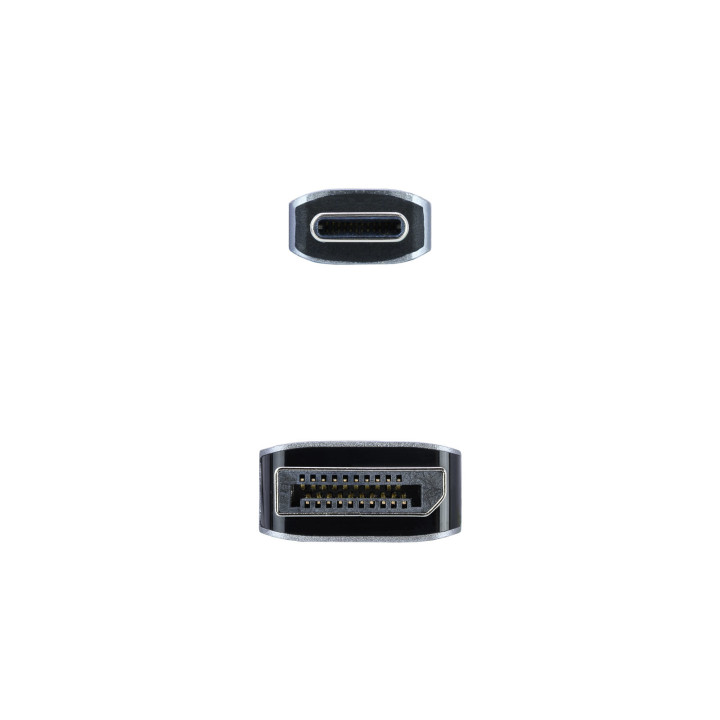 Nanocable 10.15.5002 adaptador de cabo de vídeo 1,8 m USB Type-C DisplayPort Alumínio, Preto