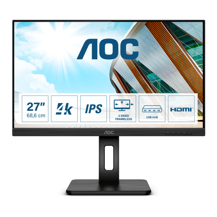 AOC Pro-line U27P2 LED display 68,6 cm (27") 3840 x 2160 pixels 4K Ultra HD Preto