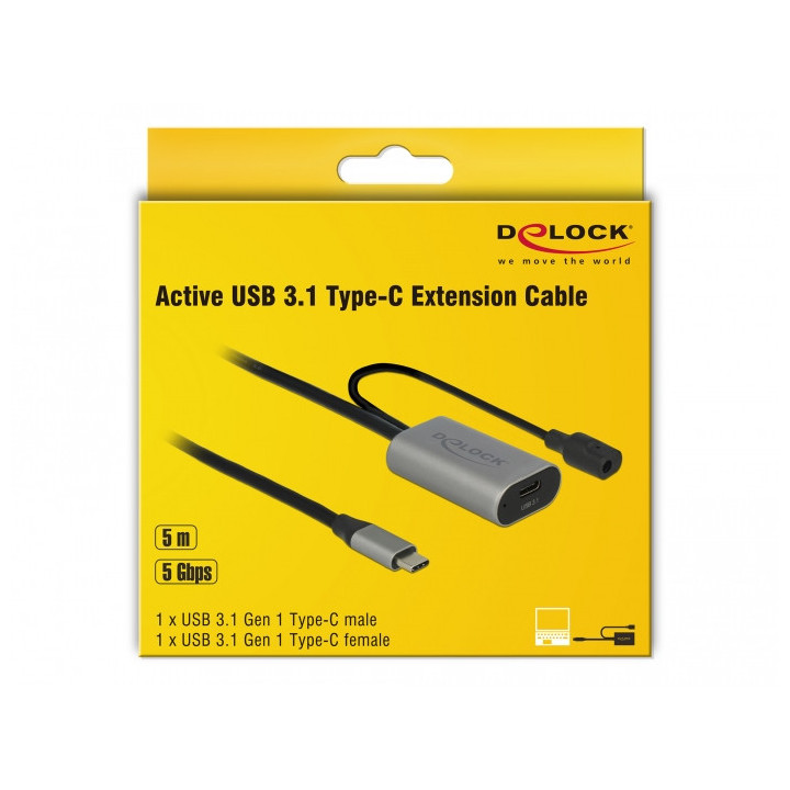 DeLOCK 85392 cabo USB 5 m 3.2 Gen 1 (3.1 Gen 1) USB C Preto, Cinzento