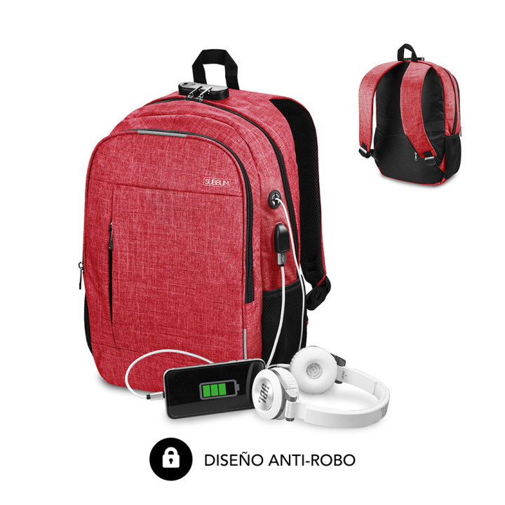 SUBBLIM SUB-BP-1UL0002 mochila Vermelho Oxford