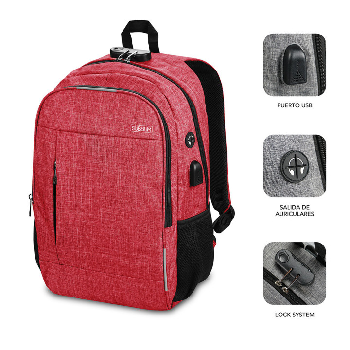 SUBBLIM SUB-BP-1UL0002 mochila Vermelho Oxford