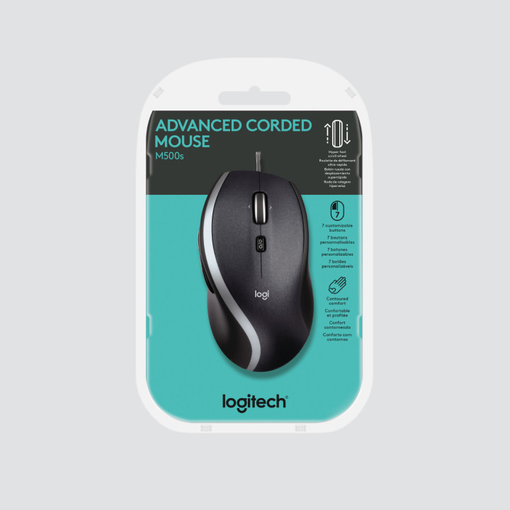 Logitech M500s Advanced Corded rato Mão direita USB Type-A Ótico 4 DPI