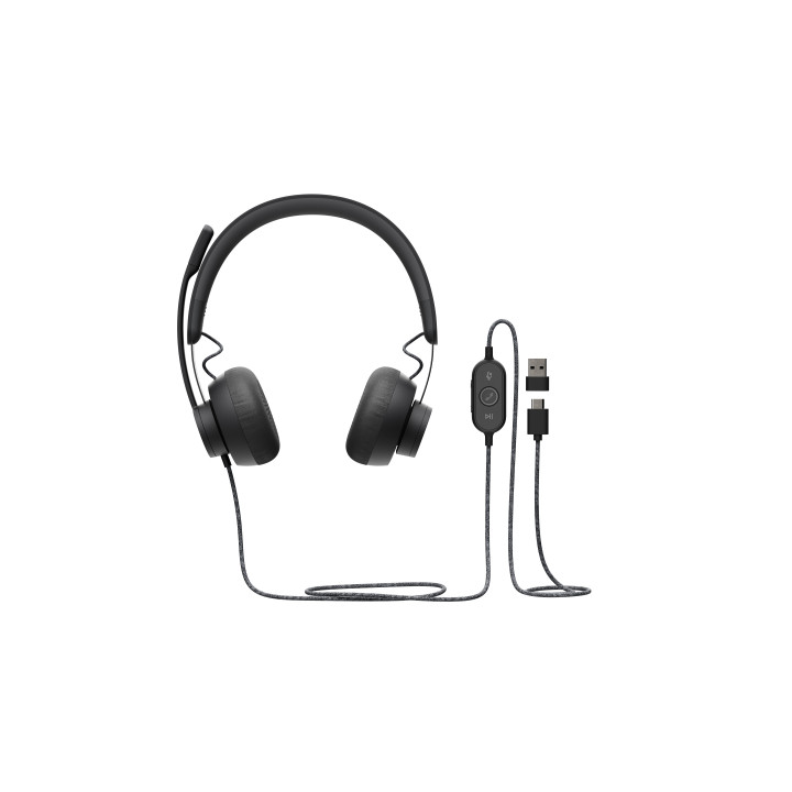 Logitech Zone Wired UC Auscultadores Fita de cabeça USB Type-C Preto