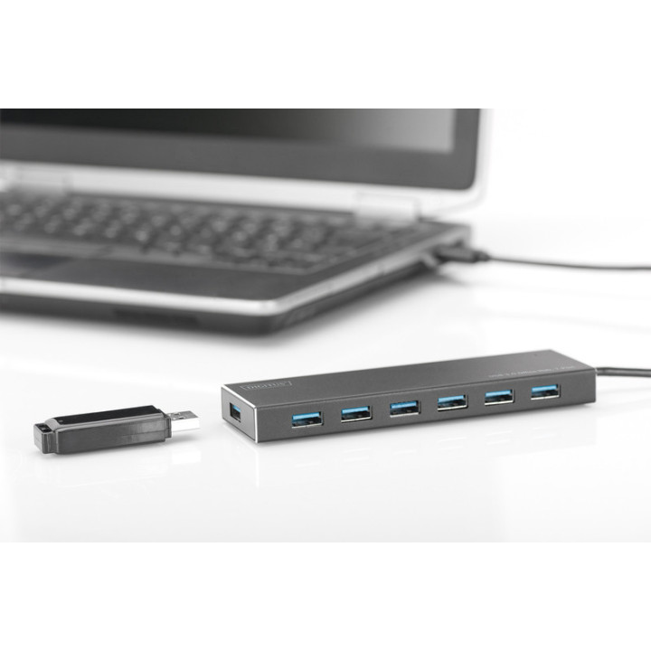Digitus DA-70241-1 hub de interface USB 3.2 Gen 1 (3.1 Gen 1) Type-A 5000 Mbit s Cinzento